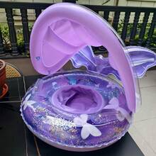 Baby Swimming Pool Float With Canopy Children's Inflatable Floating Raft With Handles Baby Inflatable Swimming Ring With Seat, Suitable For 4-48 Months Infants And Toddlers