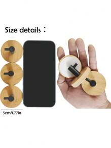 Mini crochets muraux avec base en bambou en bois, crochets muraux adhésifs noirs pour serviettes de salle de bain, cuisine et maison, crochets décoratifs robustes et polyvalents, forme en L, rentrée des classes