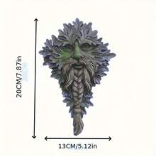 1pc Rustic Resin Green Man Sculpture - Outdoor Tree Spirit Beard Angel Wall Hanging Decor For Garden & Home, Thanksgiving & Christmas Special Gift For Mom, No Power Needed