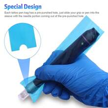 Tattoo Pen Bags Disposable Waterproof Tattoo Machine Pen Sleeve Covers Bags Black/Blue/Pink Tattoo Accessories