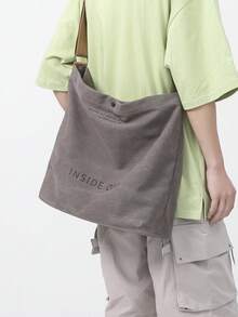 Artistic Style College Canvas Tote Bag, Large Capacity Casual Shoulder Bag For Women