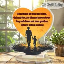 2D 平面亚克力，心形亚克力桌面装饰，带有德国留言板装饰物，带底座 - 透明友谊牌匾，是送给女儿的理想父亲节礼物