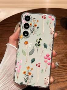 Flower 1pc Creative Floral Pattern Anti-Slip Transparent Phone Case, Compatible With IPhone, Honor, Redmi, Galaxy A04e/12/A13/A14/A34/A50/A52/A53/A54/S21/S22/S23/S24/S25/S25 Ultra, 6A/7A/8A, 12T/13T