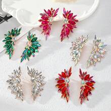 1 par de llamativos y lujosos pendientes con forma de ala de cristal de colores para mujeres