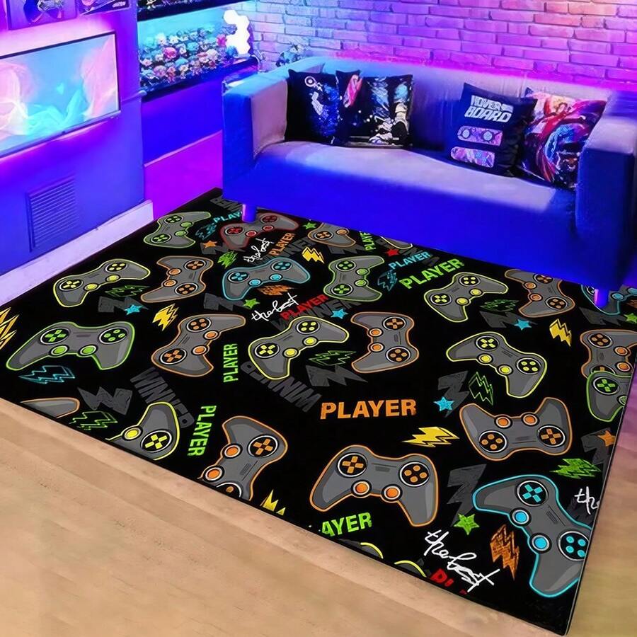 1 tấm thảm chơi game chống trượt chống nước in họa tiết bộ điều khiển trò chơi sáng tạo, thích hợp cho phòng chơi game, phòng ngủ, trang trí phòng khách - Nhiều màu - Xem 1