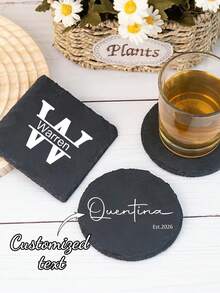 1pc Customized Heart/Round/Square Stone Coaster, Personalize Your Beverage Cups Like Coffee, Tea, Beer, Wine, Whiskey, Wedding, Birthday, Anniversary, Christmas Gift Coaster - Multicolor - View 1