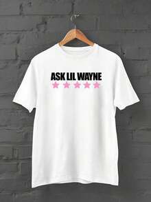(220 Cotton T-Shirt)  ASK LIL. WAYNE   Pattern Men's Casual Soft 100% Cotton All-Match Crew-Neck Short-Sleeved/Para Hombres Printed T-Shirts T-Gh S-Neck Short-Sleeved T-Shirt # Printed T-Shirtsqbcareogf-Neck Short-Sleeved T-Shirt # Printed T-Shirts T Hombres Sn Estampado ¨ASK T-Shirts - White - View 1