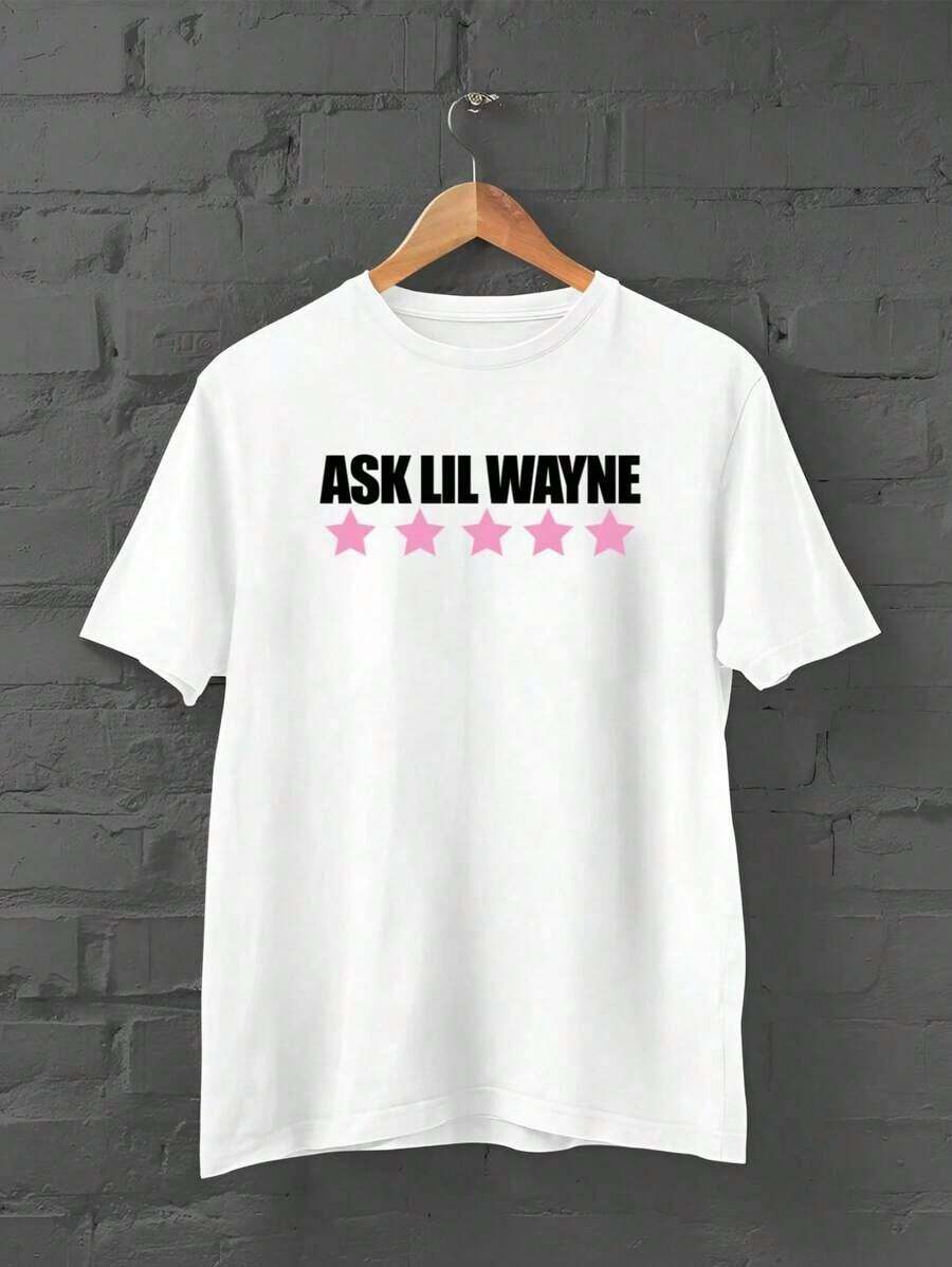 (220 Cotton T-Shirt) ASK LIL. WAYNE Pattern Men's Casual Soft 100% Cotton All-Match Crew-Neck Short-Sleeved/Para Hombres Printed T-Shirts T-Gh S-Neck Short-Sleeved T-Shirt # Printed T-Shirtsqbcareogf-Neck Short-Sleeved T-Shirt # Printed T-Shirts T Hombres Sn Estampado ¨ASK T-Shirts - White - View 1