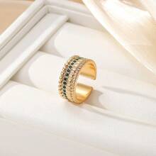 1pc Fashionable Crystal Embellished Open Ring