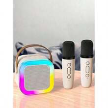 Altavoz Portátil Con Luces Led, Sonido Y Micrófono - Blanco - Ver 2