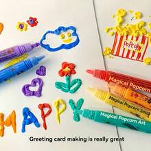 3pcs 3D Bubble Gel Pen Expandable Foam Drawing Supplies, Random Color Stationery For DIY Scrapbooking,Back To School - Multicolor - View 2