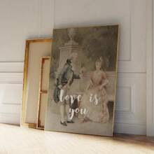 1pc Modern Roma Ntic Love Love Is You Retro Pop Wall Art Prints Canvas Painting Poster Picture For Living Room Home Decor Optional Frame ,Wall Art With Frame