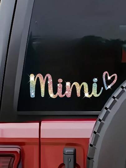1pc Mimi Heart Sparkling Residue Free Vinyl Car Stickers For Cars, Windows, Motorcycles, Bumpers, Laptops, Vinyl Stickers.