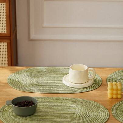 1/2/4/6/8pcs Set Minimalist Ombre Beige Oval Polyester Placemats