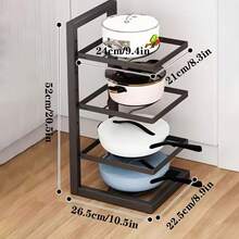 1pc Adjustable Floor Standing Pot Lid Organizer Rack, Kitchen Storage Shelf - Multicolor - View 17