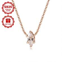 1 pieza Collar de moda para mujer, estilo clásico con forma de diamante de seis garras, de plata de ley 925 incrustada con circonita cúbica de calidad 5A, adecuado para fiestas, uso diario, regalos, citas, vacaciones, bodas, apto para el Día de la Madre, San Valentín, Pascua, Navidad, aniversario, cumpleaños