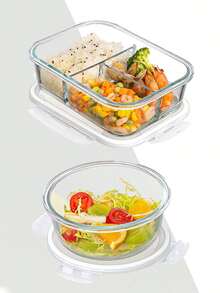 Madebyblanc 1pc Microwave Can Heat Glass Lunch Boxes For Office Workers, Lunch Boxes For Refrigerators, And Large Capacity Fresh-Keeping Bowls With Rice And Meal Boxes,Kitchen,Christmas Gift