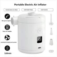 1pc Mini Portable Air Pump, Electric Air Compressor, Wireless Rechargeable Pump, Inflation/Deflation Pump Suitable For Inflatables, Air Mattress, Boats, Swimming Rings, 5200mAh