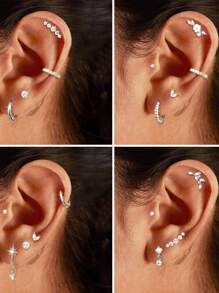 CASSIECA CASSIECA 1 Stück 16 Gauge Knorpel Ohrringe für Frauen, flacher Stecker - Hypoallergen, chirurgischer Edelstahl Stud Hoop Knorpel Ohrring Set für Daith, Concha, Tragus, Helix Piercings, Einzelstück