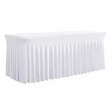 1/2 Pcs Spandex Round Tablecloth With Ruffled Skirt, Suitable For Rectangular Dining Tables, Wrinkle-Resistant And Washable, Elastic Patio Table Cover For Weddings, Bridal Showers, Birthday Parties, Home Decor, Holiday Parties, Themed Events, Banquet Table Decorations