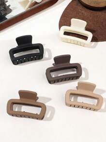 Set de 5 pinzas de pelo cuadradas huecas simples de color beige mate, accesorios para coleta, pinzas de pelo, pasadores de pelo, ganchos de pelo, sujetadores de pelo, recogedor de pelo para mujer, para vacaciones y atuendos de invierno