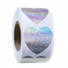 1roll 500 Stickers 1.5 Inch Pink Heart Laser Valentine's Day Sealing Sticker Envelope Decoration Sticker Label, Gift Box Decor Bag Packaging Label Sealing Decals Party Favors,School Supplies,Back To School - Multicolor - View 14