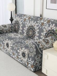 1pc European Style Printed Retro Light Luxury Sofa Cover With Elastic All Inclusive Sofa Cover Made Of Polyester Fiber, Suitable For All Seasons, Simple And Modern