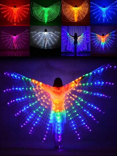 Belly Dance, LED, Colorful, Glowing Wings, Cloak, Halloween, Carnival Performance, Prop Stage Party