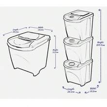 Set Of 3 25L Stackable Recycling Bins, Food Waste Recycling, Storage Bin With Lid, Recycling Bin, Storage Box With Stickers, Household Waste Sorting Bin, Kitchen Trash Bin With Lid - Grey - View 2