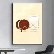 1 buc. Postere de perete cu ramă opțională, poster distractiv cu mâncare, potrivit pentru sufragerie, bar, pictură decorativă vintage pe pânză, artă fără ramă - Multicolor - Vizualizare 38