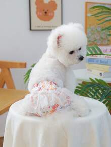 1pc Pet Clothes, Dog/Cat Outfit, Happy Puppy Casual Stylish Cute Outfit For Small Dogs, Comfortable Physiological Pants - Multicolor - View 2