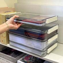 1pc Stackable Clear PET File Storage Box With Lid - Durable A4 File Storage, Space-Saving Transparent Plastic Folder Suitable For Home Office, School Supplies And Easy To View, Modern Design | Easy Access Design, File Storage Box