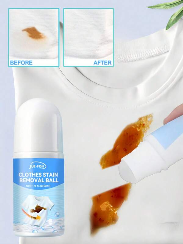 1 Piece 50ml Portable Stain Remover Beads Magic Powerful Cleaner Cleaning Pen Clothes Decontamination Fast-Acting No-Wash Roller Liquid Cleaner For Emergency Fabric Cleaning Tool