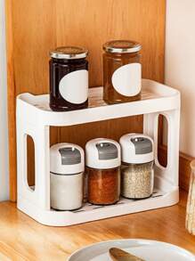 1Pc Multifunctional Display Rack, Double-Layer Desktop Shelf, Rectangle Desktop Organizer, Cup Holder, Shelf Decor Items, Beauty Storage, Flower Display Suitable For Cosmetics, Jewelry, Succulents And Desserts