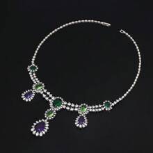 Fashion Colors Cubic Zirconia Water Drop Jewelry Set 4 Pieces Luxury Wedding Bridal Jewelry Necklace Set Accessories