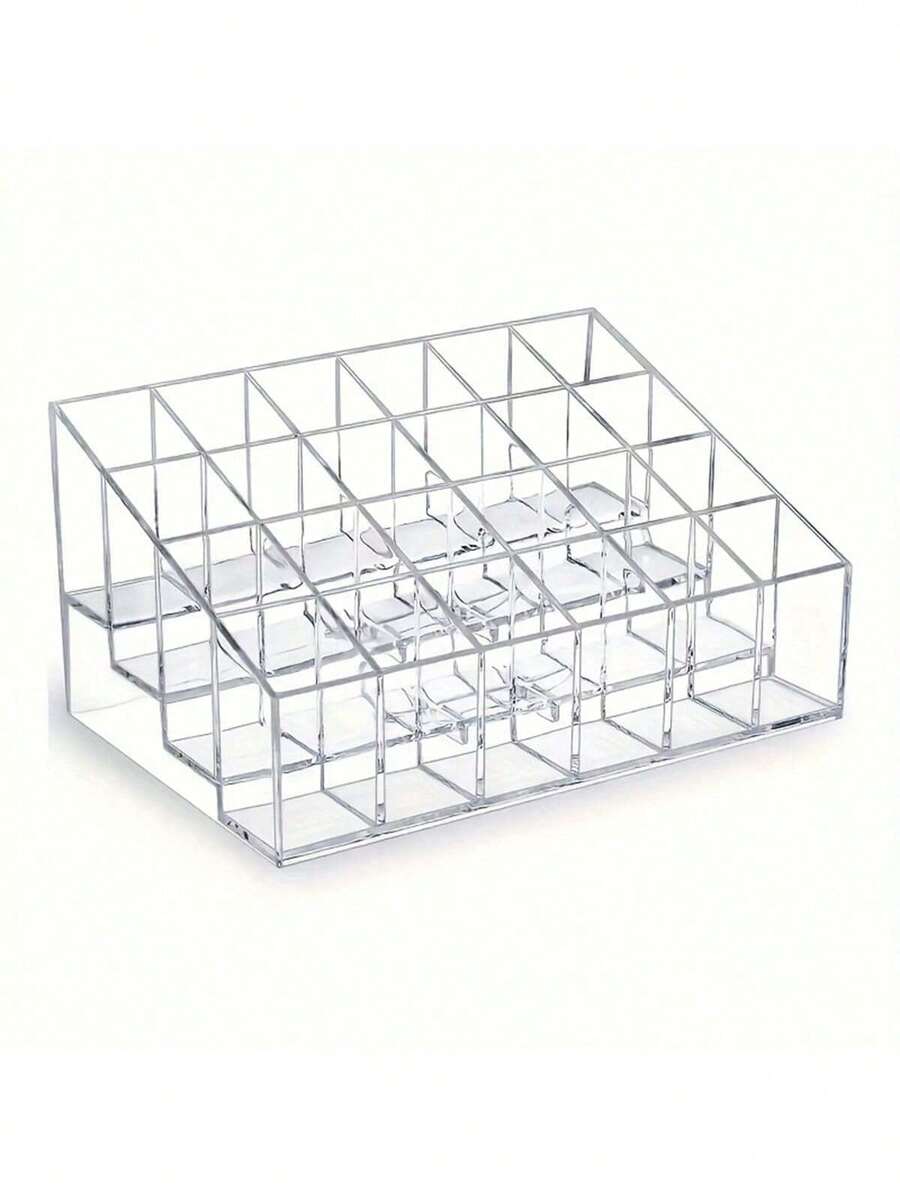 kumozawa 1pc Transparent Lipstick Storage Box, Plastic 24 Grid Lipstick Rack, Cosmetics Storage Display Box, Acrylic Desktop Display Rack, Used For Family Rooms And Dormitories,For Holiday Beach, Bathroom Collection, Bedroom Collection, Large Capacity - Clear - View 1