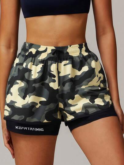 Quần short ngụy trang dành cho nữ có lớp lót, chống hở, quần short Bermuda tập luyện ngoài trời thông thường