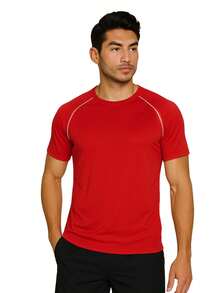 Kit With 3 T-Shirts Dry Fit Shirts Plain Black-White Gray Men's Short Sleeve - Casual - Training - Gym - Sports - Exercises - Running-Party - Đỏ - Xem 2