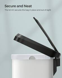 SONGMICS Kitchen Trash Can, 13 Gallon (50 L) Stainless Steel Garbage Can, With Stay-Open Lid And Step-On Pedal, Soft Closure, Tall, Large And Space-Saving - 黑與白 - 查看 9