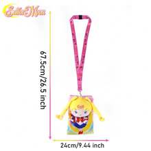 TOEI ANIMATION 1PC Officially Licensed Tsukino Usagi Stylish Fashion Plush Lanyard Headphone Bag Cell Phone Bag Portable Coin Bag Key Bag Cute Hundred Fashion Card Decoration Thanksgiving Cozy Gift For Family And Friends