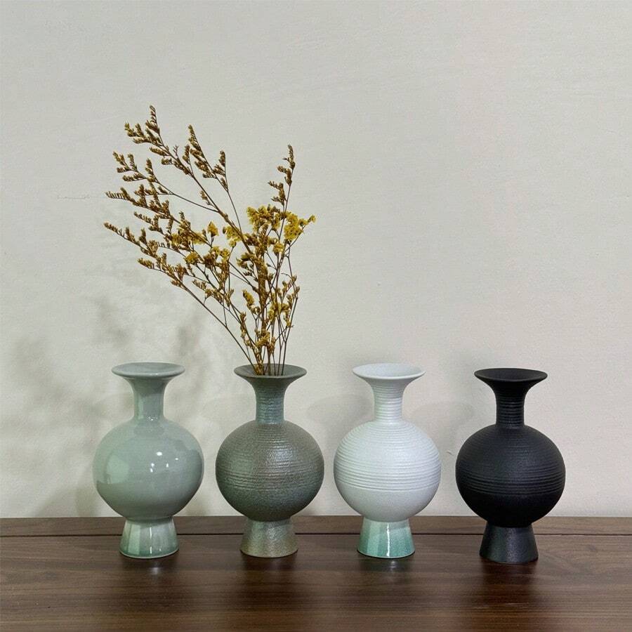 陶瓷花瓶，可爱小花盆，适合家庭、客厅、餐桌、农舍、办公室装饰、卧室、书桌和厨房架子 - 彩色 - 查看 1