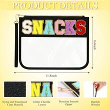 Fashionable Snack Storage Bag, Outdoor Travel Makeup Pouch, Portable Hand-Held Bag For Women, Lettered Cosmetic Bag, PVC Waterproof Portable Cosmetic Organizer,White