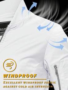 KEFITEVD Men's Bomber Jacket Lightweight Casual Spring Fall Windbreaker Zip Up Coat With Pocket - White - View 4