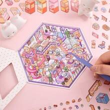 Pegatinas escénicas 3D, pegatinas de escena en miniatura 3D hechas a mano de dibujos animados, 2 hojas de pegatinas de mascotas + 1 hoja de cartón escénico, útiles escolares, de vuelta a la escuela