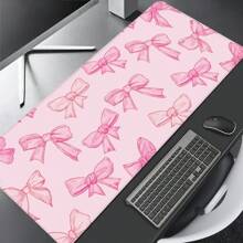Bowknot Large Mouse Pad, Office Desk Mat, Keyboard Pad, Full Edge Locking, Anti-Slip Rubber Bottom Texture, Gaming Mouse Pad, Cartoon Pattern Back To School