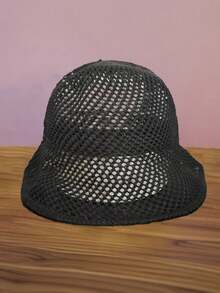 1 件女士轻质透气镂空网眼渔夫帽，可折叠太阳帽，适合户外旅行