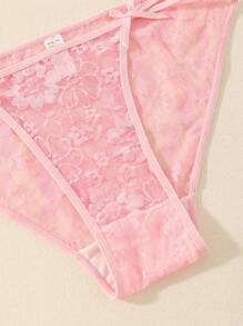 3 Stücke unifarbene sexy minimalistisch-romantische französische süß-elegante verführerische durchsichtige Schleife gestrickte Stoff Damen Unterwäsche für Frühling/Sommer/Herbst/Winter