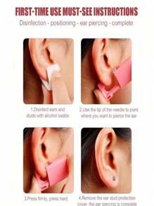 4pcs Disposable Ear Piercing Gun Kit, Unisex