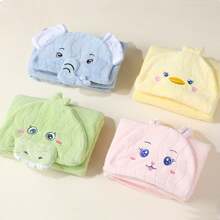 1 pièce Peignoir de bain pour bébé 80*120cm, doux et absorbant, cape de bain, peignoir de bain à capuche pour enfants, motif d'animaux de bande dessinée mignons, éléphant/canard, utilisation générale en toutes saisons