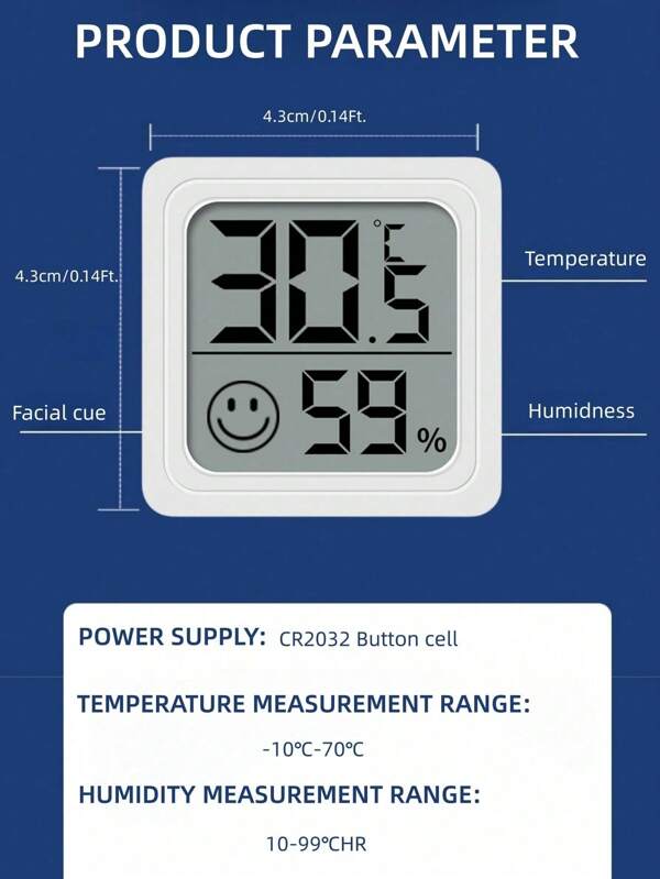 1pc/2pcs Electronic Digital Indoor Hygrometer, Mini Temperature And Humidity Meter, With Freestanding Or Wall Mount, Intuitive Temperature & Humidity Display, Suitable For Indoor, Outdoor, Bedroom, Dining Room, Office, Pet Habitat